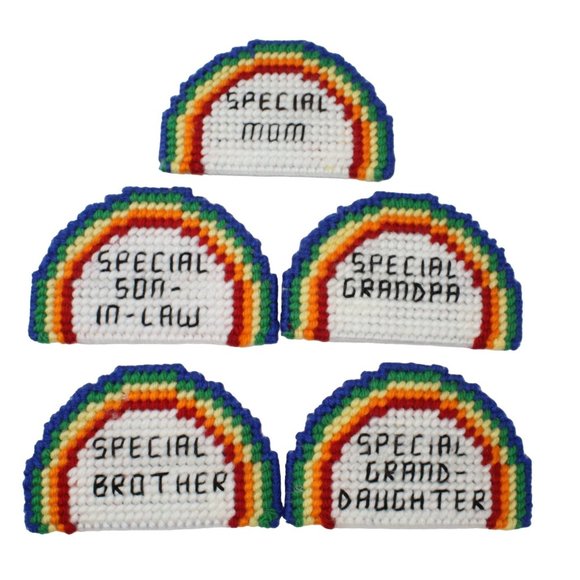 Handmade Stitched Plastic Canvas Rainbow Gay Pride Type Of People Fridge Magnets - Picture 3 of 7
